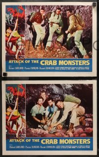 6m0268 ATTACK OF THE CRAB MONSTERS 4 LCs 1957 Roger Corman, Richard Garland, classic border art!