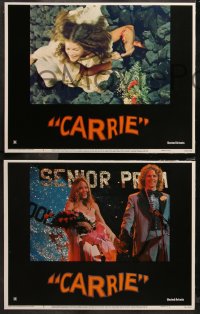 6m0243 CARRIE 8 LCs 1976 Stephen King, Sissy Spacek & Piper Laurie, complete set w/spoiler card!