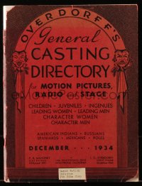 6p0069 OVERDORFF'S GENERAL CASTING DIRECTORY softcover book 1934 full-page Jane Withers!