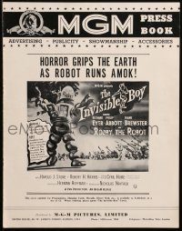 6p0681 INVISIBLE BOY English pressbook 1957 Robby the Robot, monster who would destroy the world!