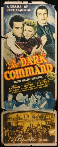 6p0005 DARK COMMAND insert 1940 John Wayne, Walter Pidgeon, Claire Trevor, drama of undying love!