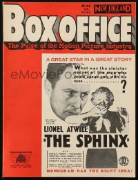 6p1408 BOX OFFICE exhibitor magazine June 22, 1933 The Sphinx, Fighting with Kit Carson & more!