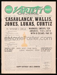 6p1162 DAILY VARIETY exhibitor magazine March 3, 1944 Casablanca in special Oscar winners issue!