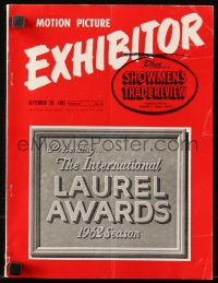 6p1340 EXHIBITOR exhibitor magazine September 26, 1962 Laurel Awards for top stars & directors!