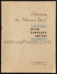 6p1167 HIGH FIDELITY SOUND exhibitor magazine 1932 attaining the ultimate goal, RCA Victor!