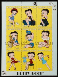 6p0164 BETTY BOOP uncut Chad stamp sheet 1998 great images of the Max Fleischer cartoon, 9 stamps!
