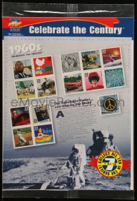 6p0168 CELEBRATE THE CENTURY stamp sheet 1999 The Rebellious 1960s and Man on the Moon, 15 stamps!