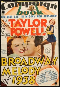 6p0921 BROADWAY MELODY OF 1938 pressbook covers 1938 Robert Taylor, Eleanor Powell, color posters!