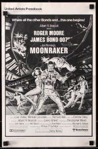 6p0733 MOONRAKER pressbook 1979 art of Roger Moore as James Bond & sexy space babes by Goozee!