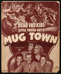 6p0910 MUG TOWN pressbook 1942 Dead End Kids, Little Tough Guys, fistfight artwork!