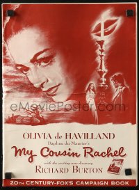 6p0849 MY COUSIN RACHEL pressbook 1953 artwork of pretty Olivia de Havilland & Richard Burton!