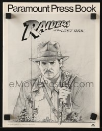 6p0750 RAIDERS OF THE LOST ARK pressbook 1981 great art of adventurer Harrison Ford by Richard Amsel!
