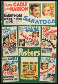 6p0930 SARATOGA pressbook back cover 1937 Clark Gable & Jean Harlow, great color poster images!