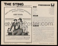 6p0865 STING pressbook 1974 artwork of con men Paul Newman & Robert Redford by Richard Amsel!
