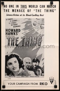 6p0763 THING pressbook R1957 Howard Hawks classic horror, it strikes without warning from another world!
