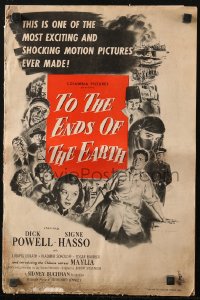 6p0828 TO THE ENDS OF THE EARTH pressbook 1947 drugs, cool montage with Dick Powell & Signe Hasso!