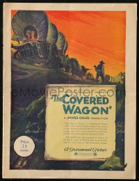 6p0985 COVERED WAGON souvenir program book 1923 great Hibbiker art of pioneers on The Oregon Trail!