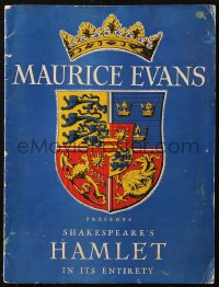 6p1028 HAMLET stage play souvenir program book 1938 Maurice Evans, Shakespeare's entire classic!