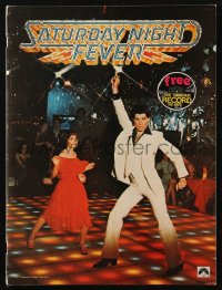 6p1102 SATURDAY NIGHT FEVER souvenir program book 1977 disco dancer John Travolta, includes record!