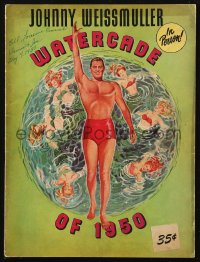 6p1145 WATERCADE OF 1950 souvenir program book 1950 art of Johnny Weissmuller & female swimmers!