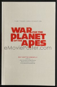 6p0215 WAR FOR THE PLANET OF THE APES text cover For Your Consideration script 2015 by Bomback & Reeves