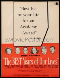 6p0603 BEST YEARS OF OUR LIVES trade ad 1946 Myrna Loy, Fredric March, Dana Andrews, Wright, Mayo