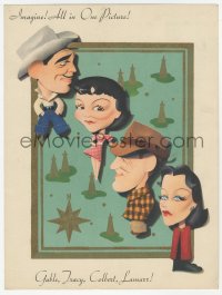 6p0604 BOOM TOWN trade ad 1940 art of Spencer Tracy, Gable, Colbert & Hedy Lamarr by Kapralik!