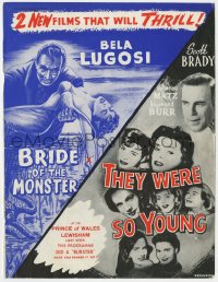6p0559 BRIDE OF THE MONSTER/THEY WERE SO YOUNG English trade ad 1956 art of Bela Lugosi, Scott Brady
