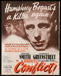6p0607 CONFLICT trade ad 1945 Humphrey Bogart's a killer again in a red-handed clash, Greenstreet!