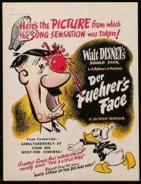 6p0563 DER FUEHRER'S FACE English trade ad 1943 art of Donald Duck hitting Hitler w/tomato, Disney!