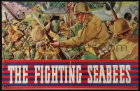 6p0565 FIGHTING SEABEES English trade ad 1944 different Pout art of John Wayne, unfolds to 11x17!