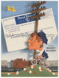6p0617 HUMAN COMEDY trade ad 1943 Kapralik artwork of Mickey Rooney on bicycle!