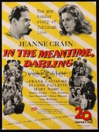 6p0620 IN THE MEANTIME DARLING trade ad 1944 Jeanne Crain tries to keep her husband at home!
