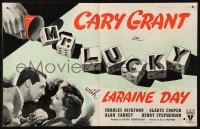 6p0581 MR. LUCKY English trade ad 1943 Cary Grant & Laraine Day with great art of gambling dice!