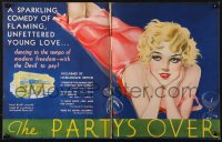 6p0639 PARTY'S OVER trade ad 1934 different art of sexy blonde with two empty wine glasses, rare!