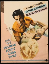 6p0641 POSTMAN ALWAYS RINGS TWICE die-cut trade ad 1946 art of John Garfield & sexy Lana Turner!