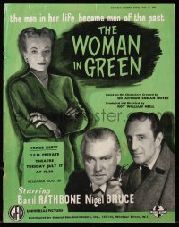6p0595 WOMAN IN GREEN English trade ad 1945 Sherlock Holmes, men in her life became men of the past!