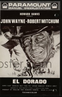 6p0668 EL DORADO French pressbook 1967 John Wayne, Robert Mitchum, Howard Hawks, Landi art!