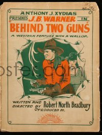 6p0891 BEHIND TWO GUNS pressbook 1924 silent western starring J.B. Warner, Robert Bradbury!