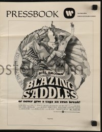 6p0772 BLAZING SADDLES pressbook 1974 classic Mel Brooks western, art of Cleavon Little!
