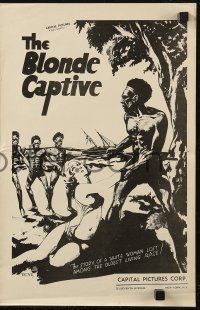 6p0899 BLONDE CAPTIVE pressbook R1940s Wynne Davies art of nude woman & Australian Aborigines!