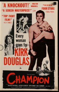 6p0711 CHAMPION pressbook R1955 Kirk Douglas, Marilyn Maxwell, Arthur Kennedy, boxing classic!