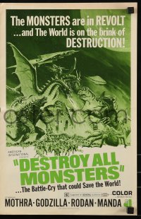 6p0732 DESTROY ALL MONSTERS pressbook 1969 Ishiro Honda's Kaiju Soshingeki, Godzilla, King Ghidrah!