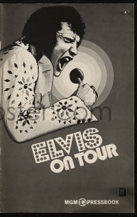 6p0836 ELVIS ON TOUR pressbook 1972 classic artwork of Elvis Presley singing into microphone!