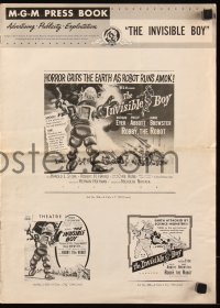 6p0874 INVISIBLE BOY pressbook 1957 Robby the Robot as science-monster who would destroy the world!