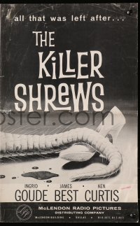 6p0764 KILLER SHREWS/GIANT GILA MONSTER pressbook 1959 great monster artwork, sci-fi double-bill!