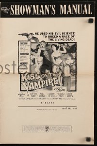6p0843 KISS OF THE VAMPIRE pressbook 1964 Hammer horror, different images & artwork!