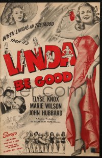 6p0819 LINDA BE GOOD pressbook 1948 full-length sexy Elyse Knox in slinky dress, Marie Wilson!