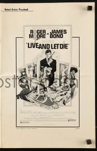 6p0753 LIVE & LET DIE pressbook 1973 Roger Moore as James Bond, art by Robert McGinnis!