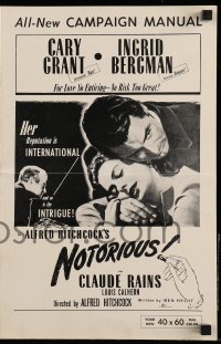 6p0703 NOTORIOUS pressbook R1954 Cary Grant, Ingrid Bergman, Claude Rains, Alfred Hitchcock classic!